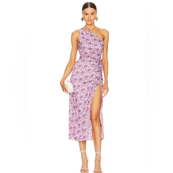 Cami NYC Pink Floral One-Shoulder Midi Dress - Picture 1 of 6